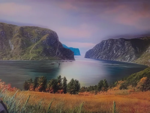 fantasy landscape,landscape background,virtual landscape,world digital painting,an island far away landscape,frederic church,purple landscape,beautiful landscape,jim's background,coastal landscape,background view nature,background screen,northrend,panoramic landscape,cartoon video game background,autumn background,the fan's background,coastal and oceanic landforms,colored pencil background,autumn mountains,Illustration,Paper based,Paper Based 04