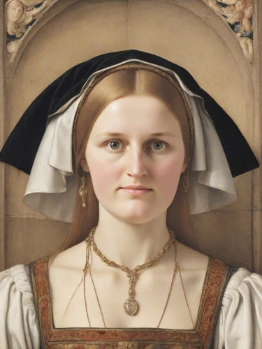 gothic portrait,portrait of a girl,tudor,portrait of a woman,portrait of christi,the girl's face,woman's face,lilian gish - female,girl in a historic way,the magdalene,millicent fawcett,female face,young woman,joan of arc,woman face,female portrait,female nurse,pilgrim,girl portrait,woman holding pie,Digital Art,Classicism