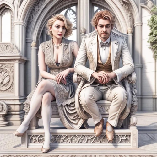 vintage man and woman,beautiful couple,wedding icons,wedding couple,couple goal,prince and princess,husband and wife,man and woman,wedding photo,young couple,royalty,wife and husband,man and wife,lindos,fairy tale icons,romantic portrait,mom and dad,chair png,thrones,vanity fair