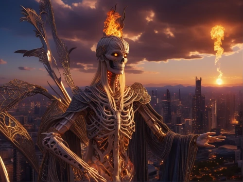 city in flames,burning man,fire-eater,skeletal,dead earth,skeletal structure,pillar of fire,the conflagration,scorched earth,apocalyptic,death god,fallout4,skeleltt,skeletons,fire eater,torch-bearer,background image,environmental destruction,petrochemicals,dance of death,Photography,General,Realistic
