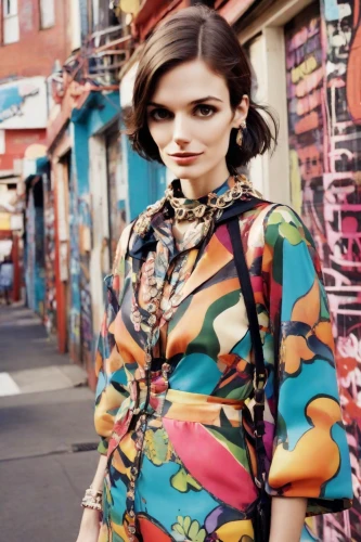 fashion street,colorful floral,vintage floral,menswear for women,colourful,women fashion,vintage clothing,street fashion,harlequin,geometric style,vintage fashion,multi coloured,laneway,blouse,on the street,colorful,bolero jacket,camberwell beauty,woman in menswear,watercolor women accessory