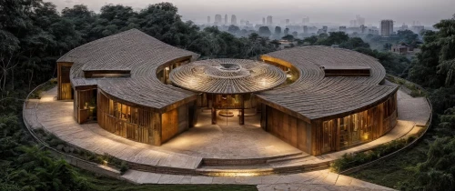 asian architecture,forest chapel,chinese architecture,addis ababa,roof domes,round hut,round house,guizhou,roof landscape,wooden church,huangshan maofeng,futuristic architecture,chongqing,pilgrimage chapel,japanese architecture,view from above,buddhist temple,japanese zen garden,granite dome,helipad