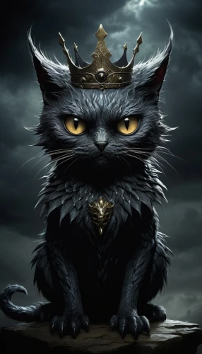 king of the ravens,cat warrior,queen of the night,black cat,cat image,the ruler,breed cat,the cat,imperial crown,cat sparrow,king caudata,halloween cat,king crown,dark art,crow queen,capricorn kitz,cat,cat vector,gray cat,emperor,Illustration,Abstract Fantasy,Abstract Fantasy 18