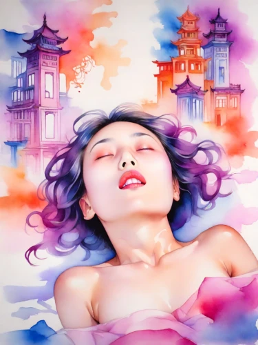 oriental painting,chinese art,world digital painting,asian vision,oriental girl,watercolor women accessory,watercolor background,watercolor pencils,oriental princess,japanese art,meticulous painting,art painting,reiki,芦ﾉ湖,china massage therapy,the festival of colors,oriental,janome chow,colorful background,asian woman