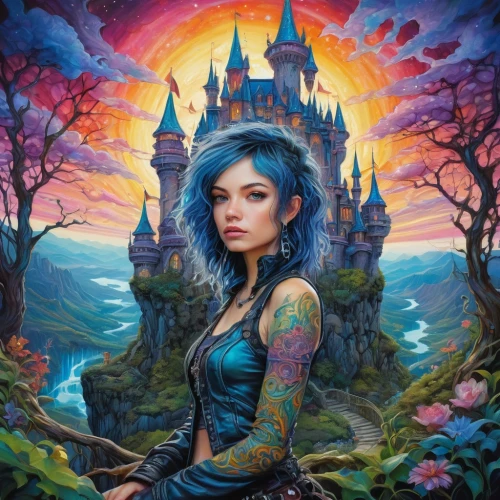 fantasy portrait,fantasy art,fantasy picture,fae,blue enchantress,rapunzel,fantasia,3d fantasy,fantasy world,fairy tale character,fantasy woman,rosa ' amber cover,mystical portrait of a girl,vanessa (butterfly),the enchantress,fantasy landscape,gothic portrait,enchanted,cinderella,fantasy girl,Conceptual Art,Fantasy,Fantasy 08