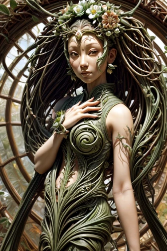 dryad,mother earth statue,the enchantress,anahata,fae,faerie,lotus with hands,hula,faery,mother earth,goddess of justice,elven flower,fantasy woman,png sculpture,sacred lotus,warrior woman,medusa,mother nature,celtic queen,girl in a wreath