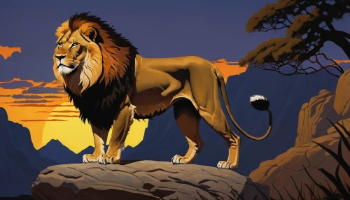 panthera leo,african lion,forest king lion,king of the jungle,lion,male lion,lion king,the lion king,female lion,lion father,skeezy lion,lion number,serengeti,scar,male lions,simba,lionesses,two lion,lions,masai lion,Illustration,American Style,American Style 09
