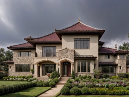 asian architecture,luxury home,chinese architecture,beautiful home,bendemeer estates,luxury property,luxury real estate,mansion,large home,architectural style,stone palace,garden elevation,roof tile,two story house,landscape designers sydney,exterior decoration,feng shui golf course,gold stucco frame,gold castle,country estate
