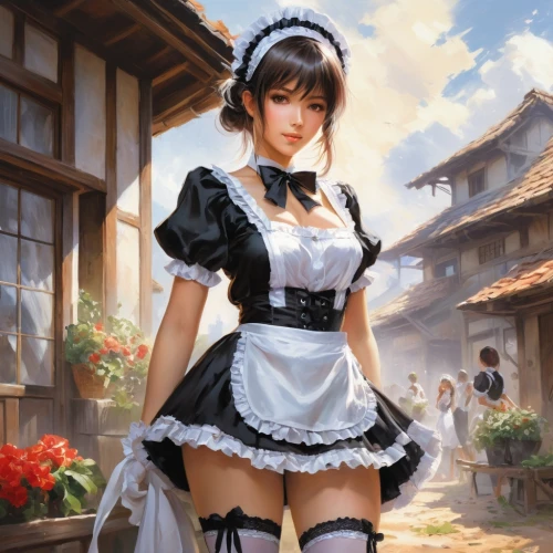 maid,nurse uniform,japanese woman,kantai collection sailor,anime japanese clothing,honmei choco,bavarian,oktoberfest background,japanese kawaii,country dress,female nurse,siu mei,koto,white skirt,fantasy picture,erika,japanese idol,hanbok,hong,anime girl,Conceptual Art,Oil color,Oil Color 03