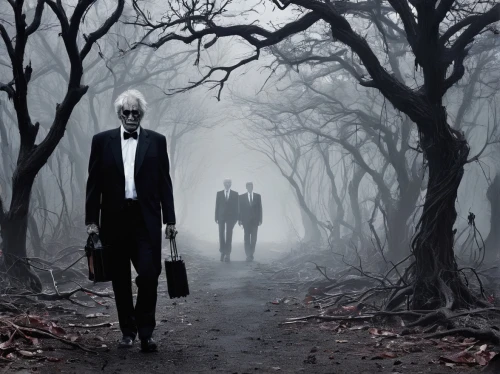 slender,halloween and horror,walking man,dark art,halloween poster,sleepwalker,halloween bare trees,memento mori,shinigami,funeral,smoking man,underworld,elderly man,elder,halloween 2019,halloween2019,dance of death,haunting,purgatory,businessmen,Conceptual Art,Sci-Fi,Sci-Fi 04