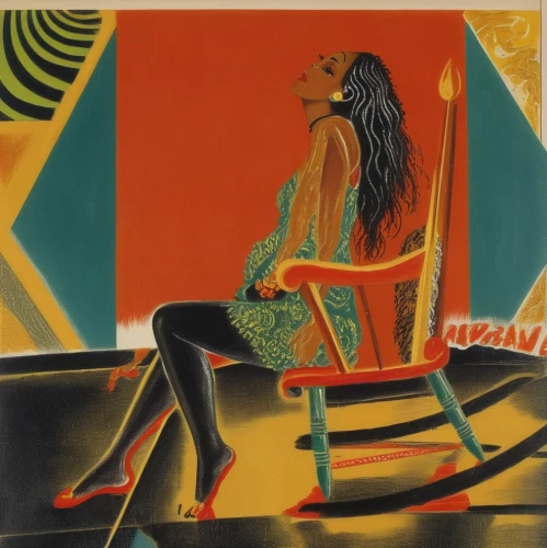 woman sitting,art deco woman,girl sitting,girl with a wheel,girl-in-pop-art,matruschka,woman playing,harpist,woman thinking,girl on the stairs,woman at cafe,woman drinking coffee,popart,deckchair,1971,in seated position,italian poster,woman on bed,chair,woman in the car,Illustration,Realistic Fantasy,Realistic Fantasy 21