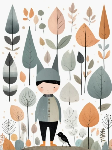 farmer in the woods,autumn chores,forest man,gardener,autumn walk,woodland animals,forest animals,forest animal,autumn colouring,autumn idyll,kids illustration,autumn forest,woodsman,felt hat,book illustration,autumn day,forest walk,forest clover,woodland,autumn theme,Illustration,Vector,Vector 13