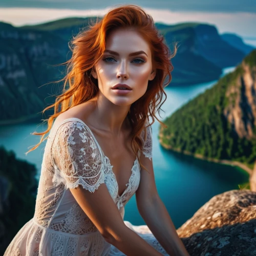 celtic woman,romantic portrait,enchanting,red head,romantic look,redheads,wedding dress,celtic queen,redhair,wedding gown,girl on the river,beauty in nature,bridal veil,redheaded,red-haired,beautiful woman,bridal dress,enchanted,redhead,wedding dresses,Photography,General,Fantasy