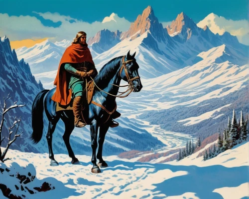 man and horses,the spirit of the mountains,west canada,western riding,skijoring,american frontier,sleigh ride,yukon territory,mountaineer,genghis khan,mountain scene,kicking horse,mountain guide,mountain spirit,ski mountaineering,horse herder,denali,horseman,mushing,the wanderer,Conceptual Art,Sci-Fi,Sci-Fi 20