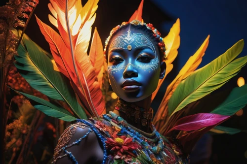 bird of paradise,brazil carnival,neon body painting,african woman,feather headdress,voodoo woman,papuan,headdress,pachamama,body painting,cameroon,papua,senegal,color feathers,african culture,bird-of-paradise,bodypainting,rwanda,fairy peacock,papua new guinea,Photography,Artistic Photography,Artistic Photography 02