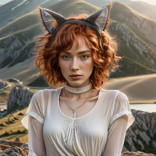 lynx,kat,cat ears,fantasy portrait,feline,feline look,ox,fantasy picture,lioness,puma,fantasy woman,wild cat,fox,fae,devil,mara,cat's eyes,sand fox,aegean cat,feral