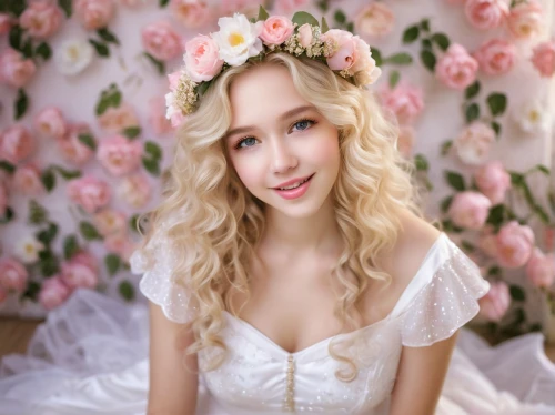 blonde in wedding dress,flower fairy,flower background,beautiful girl with flowers,floral background,magnolieacease,flower girl,rose png,bridal,romantic portrait,flower crown,jessamine,girl in flowers,linden blossom,lyzz flowers,rose blossom,fairy queen,rosa 'the fairy,portrait background,bridal veil,Conceptual Art,Oil color,Oil Color 18