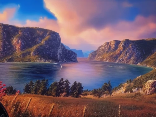 landscape background,fantasy landscape,autumn mountains,autumn background,beautiful landscape,northrend,fantasy picture,world digital painting,panoramic landscape,an island far away landscape,full hd wallpaper,background screen,red cliff,purple landscape,widescreen,background with stones,background view nature,beauty scene,heaven lake,autumn landscape,Illustration,Paper based,Paper Based 04