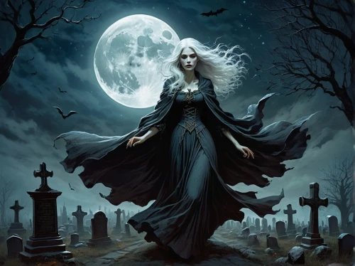 dance of death,gothic woman,vampire woman,angel of death,dark angel,sorceress,celebration of witches,vampire lady,gothic portrait,burial ground,gothic fashion,blue enchantress,dead bride,dark gothic mood,gothic style,gothic dress,grave stones,danse macabre,gothic,queen of the night,Conceptual Art,Fantasy,Fantasy 18