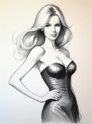 fashion illustration,fashion vector,drawing mannequin,illustrator,female model,charcoal drawing,fashion sketch,graphics tablet,adobe illustrator,blonde woman,girl drawing,charcoal pencil,advertising figure,pencil drawings,vector graphics,pencil drawing,sheath dress,graphite,game drawing,marylyn monroe - female,Illustration,Black and White,Black and White 08