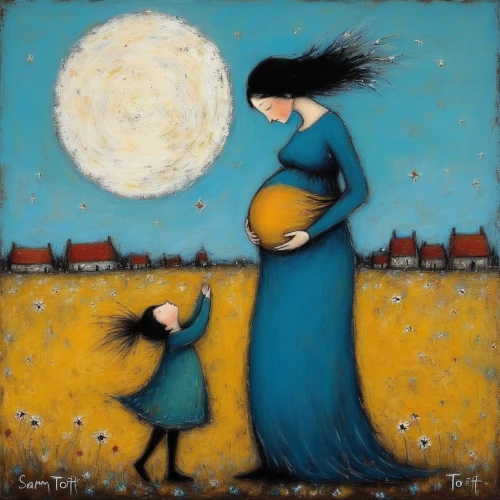 little girl and mother,motherhood,maternity,mother-to-child,mother with child,blue moon,capricorn mother and child,mother and child,vincent van gough,mother kiss,carol colman,father with child,little girl with balloons,fertility,pregnant woman,blue moon rose,holy family,pregnant woman icon,mother's,nursery decoration,Art,Artistic Painting,Artistic Painting 49