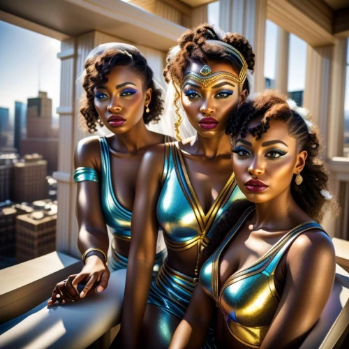 beautiful african american women,afro american girls,neon body painting,bodypaint,black models,fashion dolls,body painting,sirens,bodypainting,latex clothing,airbrushed,yellow-gold,pretty girls,beautiful photo girls,black women,porcelain dolls,beautiful women,the three graces,shimmer,metallic feel