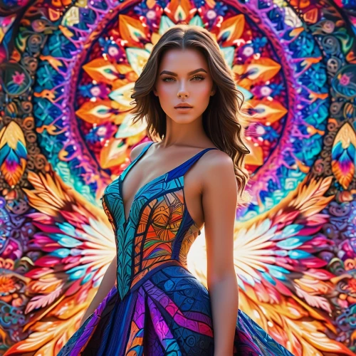 colorful floral,hippie fabric,colorful,boho,kaleidoscopic,colorful background,fairy peacock,tapestry,peacock,kaleidoscope,color feathers,multi color,boho art,mandala art,girl in a long dress,multi-color,mandala flower,vibrant color,colorful daisy,kaleidoscope art,Photography,General,Natural