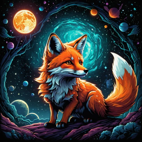fox,garden-fox tail,a fox,adorable fox,cute fox,red fox,little fox,redfox,fox stacked animals,child fox,sand fox,constellation wolf,firefox,desert fox,mozilla,vulpes vulpes,foxes,moon and star background,growth icon,fox in the rain,Illustration,Realistic Fantasy,Realistic Fantasy 25
