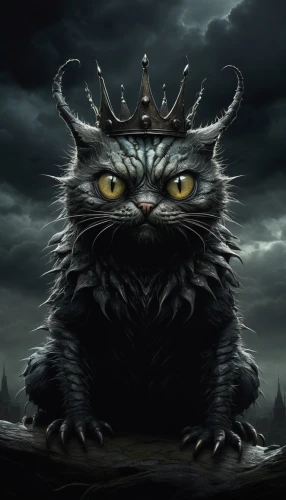 breed cat,nebelung,cheshire,pallas cat,black dragon,the cat,crow queen,siberian cat,cat,queen of the night,cat warrior,cat sparrow,king of the ravens,feral cat,wild emperor,supernatural creature,three eyed monster,feral,king caudata,maincoon,Illustration,Abstract Fantasy,Abstract Fantasy 18