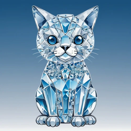 glass yard ornament,cat vector,silver blue,glass ornament,cat on a blue background,blue tiger,silvery blue,blue and white porcelain,type royal tiger,geometrical cougar,felidae,porcelaine,cubic zirconia,breed cat,silver,crystal,faceted diamond,heraldic animal,glass items,kyi-leo,Illustration,Vector,Vector 01
