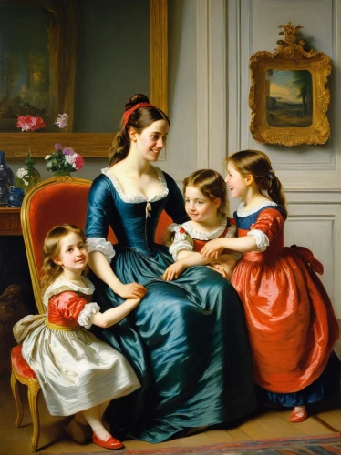 mother with children,bougereau,mother and children,the mother and children,partiture,parents with children,mulberry family,children girls,young women,the little girl's room,children studying,parents and children,franz winterhalter,little girl and mother,stepmother,pictures of the children,children,little girls,gentian family,paintings,Art,Classical Oil Painting,Classical Oil Painting 08