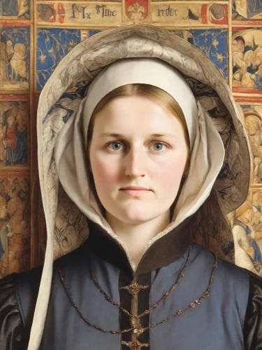 the prophet mary,portrait of christi,girl in a historic way,joan of arc,portrait of a woman,woman of straw,gothic portrait,bouguereau,portrait of a girl,the hat of the woman,cepora judith,saint therese of lisieux,woman's face,mary 1,girl with a pearl earring,praying woman,woman face,head woman,east-european shepherd,the abbot of olib,Digital Art,Comic
