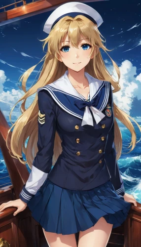 kantai collection sailor,delta sailor,tsumugi kotobuki k-on,honolulu,admiral,admiral von tromp,kantai,naval officer,navy,naval battle,marine,cruiser aurora,sailor,nautical star,protected cruiser,at sea,rusalka,seaplane tender,light cruiser,kriegder star,Illustration,Japanese style,Japanese Style 03