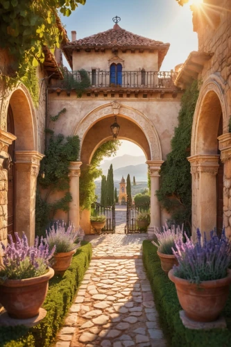 tuscan,provence,provencal life,hacienda,pergola,alhambra,tuscany,mediterranean,rose arch,south france,napa,villa d'este,verona,beautiful home,vizcaya,garden door,italy,bendemeer estates,south of france,volterra,Conceptual Art,Fantasy,Fantasy 27