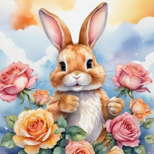 bunny on flower,easter background,bunny,deco bunny,easter card,peter rabbit,flower animal,flower background,easter theme,easter bunny,rabbit,floral background,cottontail,little bunny,easter rabbits,little rabbit,rabbits,rabbits and hares,retro easter card,springtime background