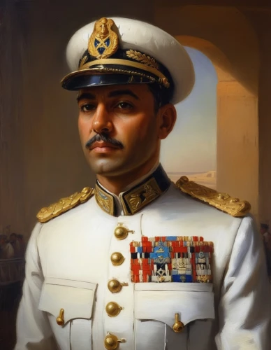 admiral von tromp,naval officer,jawaharlal,admiral,official portrait,ashoka chakra,omani,sultan,the emperor's mustache,military uniform,13 august 1961,atatürk,skipper,from persian shah,sikaran,fidel alejandro castro ruz,bombay,grand duke of europe,commodore,bahraini gold,Art,Classical Oil Painting,Classical Oil Painting 18