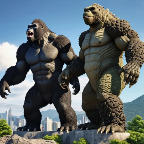 kong,king kong,great apes,gorilla,size comparison,skylander giants,nikuman,silverback,ape,gigantic,tantalus,brute,avenger hulk hero,kumamoto,3d rendered,giant,3d render,godzilla,stand models,baboons