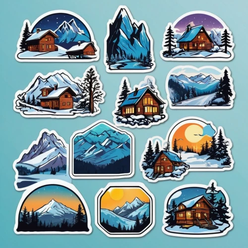 christmas stickers,snowy peaks,mountain huts,felt christmas icons,houses clipart,christmas icons,snowglobes,snow globes,moutains,christmas glitter icons,icon set,stickers,ice cream icons,alpine hats,snow mountains,snowy mountains,fairy tale icons,ski resort,animal stickers,christmas snowy background,Unique,Design,Sticker