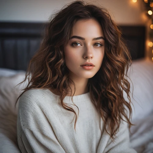 romantic look,christmas angel,romantic portrait,girl in bed,angel,beautiful young woman,young woman,girl portrait,woman portrait,cg,model beauty,pretty young woman,hazel,georgia,sweater,beautiful face,curly brunette,virginia rose,pale,paloma,Photography,Documentary Photography,Documentary Photography 18