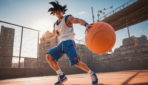 son goku,goku,streetball,dragonball,dragon ball,takikomi gohan,dragon ball z,outdoor basketball,basketball player,basketball,basketball moves,vegeta,beach basketball,street sports,basketball shoe,2d,anime japanese clothing,ball,vector ball,soi ball,Illustration,Vector,Vector 05