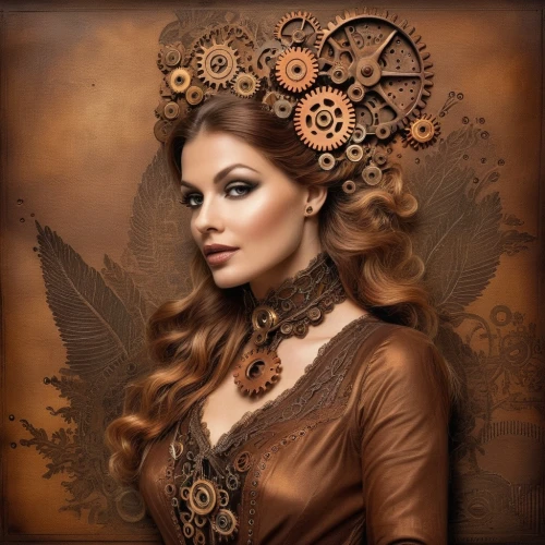 steampunk gears,steampunk,victorian lady,fantasy portrait,vanessa (butterfly),wind rose,vintage woman,faery,clockmaker,victorian style,the enchantress,fantasy art,watchmaker,faerie,antique background,image manipulation,celtic queen,digiscrap,fairy tale character,mystical portrait of a girl,Illustration,Realistic Fantasy,Realistic Fantasy 13
