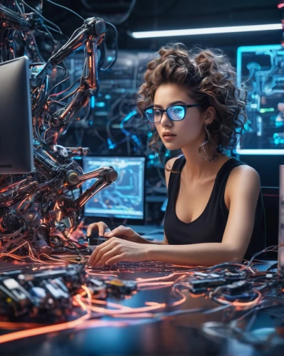 girl at the computer,women in technology,cyber glasses,cyberpunk,computer freak,cybernetics,sysadmin,computer science,computer art,computer business,crypto mining,switchboard operator,computer addiction,computational thinking,machine learning,computer program,hardware programmer,neon human resources,computer,cyber,Illustration,Black and White,Black and White 03