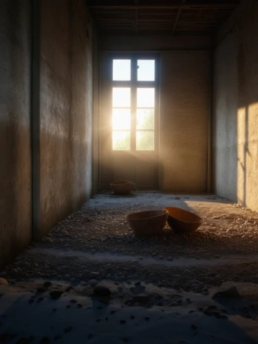 3d render,3d rendered,empty interior,3d rendering,render,abandoned room,empty room,hours of light,morning light,visual effect lighting,skylight,attic,caravansary,light and shadow,material test,digital compositing,clay floor,saltworks,cold room,sandbox,Photography,General,Realistic