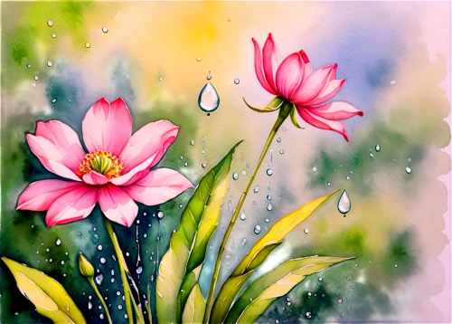 flower painting,rain lily,flower background,flower water,watercolor flowers,watercolor floral background,watercolor flower,flower illustrative,watercolour flowers,flower art,splendor of flowers,pink water lilies,oil painting on canvas,water flower,pink floral background,watercolour flower,pink daisies,dewdrops,flower of water-lily,floral background,Illustration,Paper based,Paper Based 24