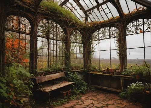 conservatory,greenhouse,dandelion hall,winter garden,terrarium,bay window,abandoned place,leek greenhouse,orangery,abandoned places,robins in a winter garden,greenhouse effect,big window,the window,french windows,abandoned room,palm house,ivy frame,garden of plants,greenhouse cover,Illustration,Black and White,Black and White 01