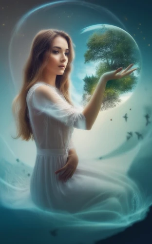 fantasy picture,mother earth,fantasy portrait,crystal ball-photography,mystical portrait of a girl,celtic woman,crystal ball,world digital painting,divine healing energy,horoscope libra,zodiac sign libra,fantasy art,mermaid background,fantasy woman,faerie,portrait background,photo manipulation,aquarius,photomanipulation,pregnant woman icon,Photography,Artistic Photography,Artistic Photography 07