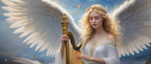 angel playing the harp,baroque angel,angel's trumpets,angel wings,angel,angel wing,angel trumpets,angel girl,angelology,archangel,vintage angel,the archangel,uriel,love angel,harp player,angels,guardian angel,fallen angel,business angel,crying angel,Illustration,Realistic Fantasy,Realistic Fantasy 34