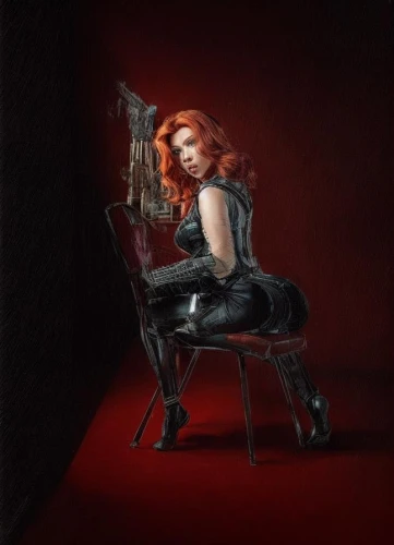 woman sitting,girl with gun,girl with a gun,woman playing violin,violinist,maureen o'hara - female,black widow,femme fatale,woman holding gun,the long-hair cutter,neo-burlesque,oil on canvas,red-haired,armchair,woman playing,ann margarett-hollywood,girl with a wheel,violin woman,girl sitting,vampira,Common,Common,Photography