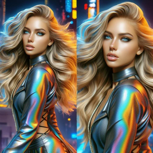 world digital painting,colorful foil background,fashion vector,cg artwork,fantasy portrait,neon body painting,fantasy art,retouching,airbrushed,digital painting,custom portrait,fantasy woman,retouch,digital art,portrait background,metallic,photo session in bodysuit,luminous,bodypaint,gemini,Female,South Africans,Straight hair,Youth adult,M,Confidence,Underwear,Outdoor,Cyberpunk City