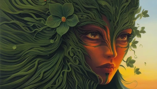 dryad,mother earth,anahata,mother nature,green tree,background ivy,natura,girl with tree,flora,moringa,medusa,tree crown,flourishing tree,rusalka,fig leaf,tree face,celtic tree,tree leaf,green leaf,the enchantress,Art,Classical Oil Painting,Classical Oil Painting 10